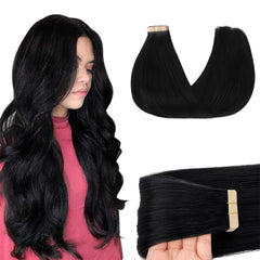 GOO GOO jet-black 20inch tape-in extensions blend naturally with your hair