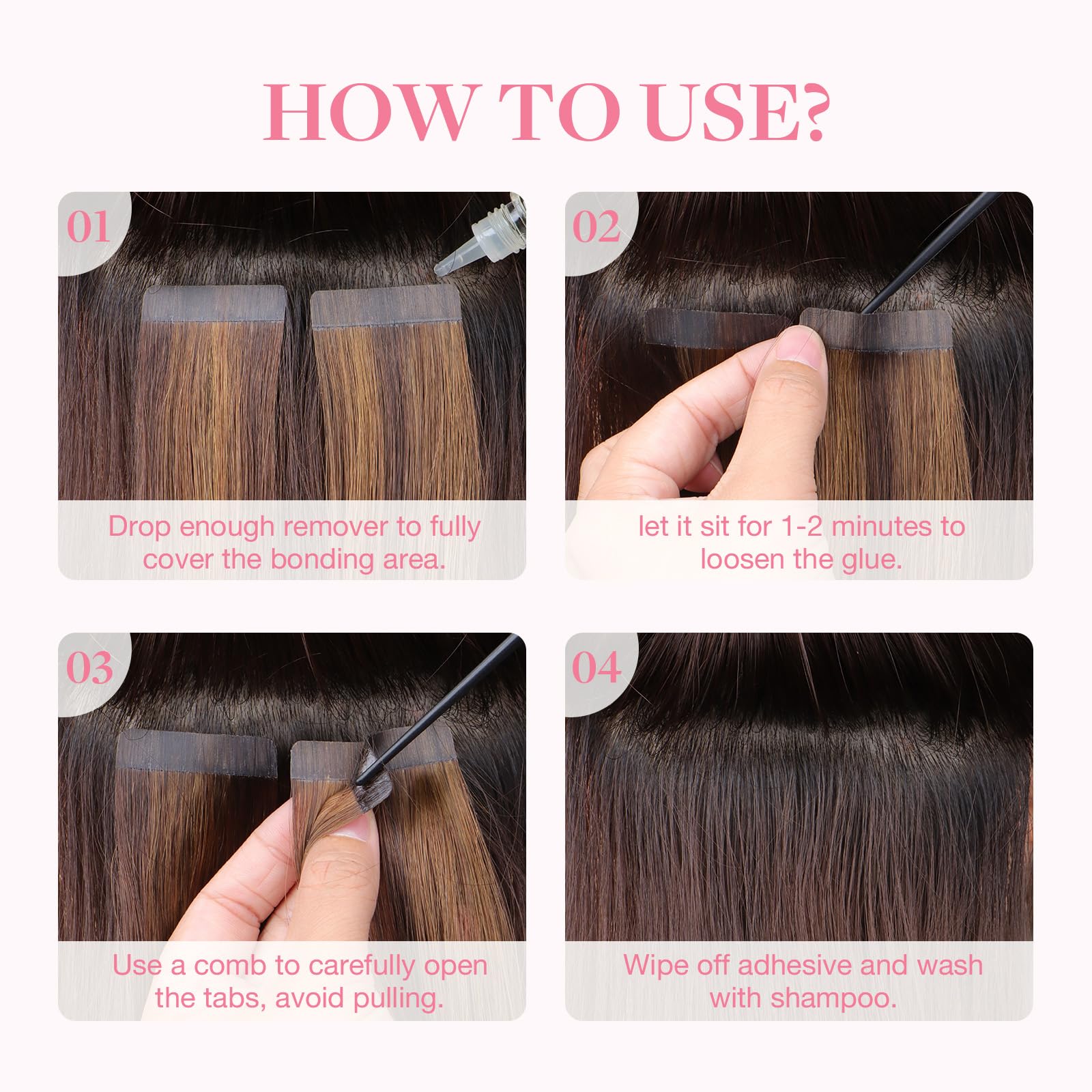 Gentle on scalp and hair during adhesive removal.