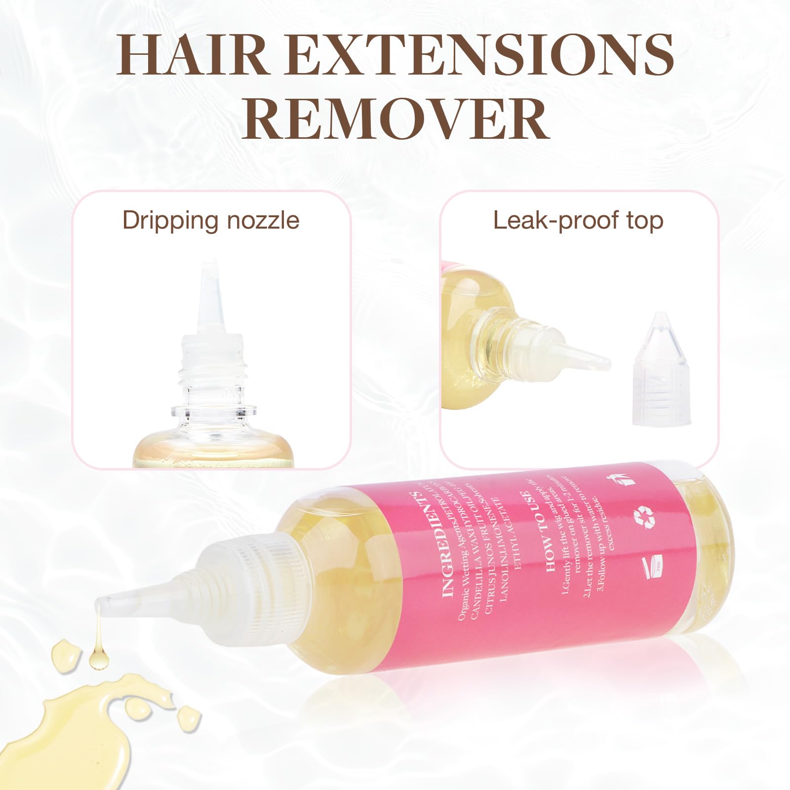 Solvent-based remover dissolves tough adhesive residue effectively.