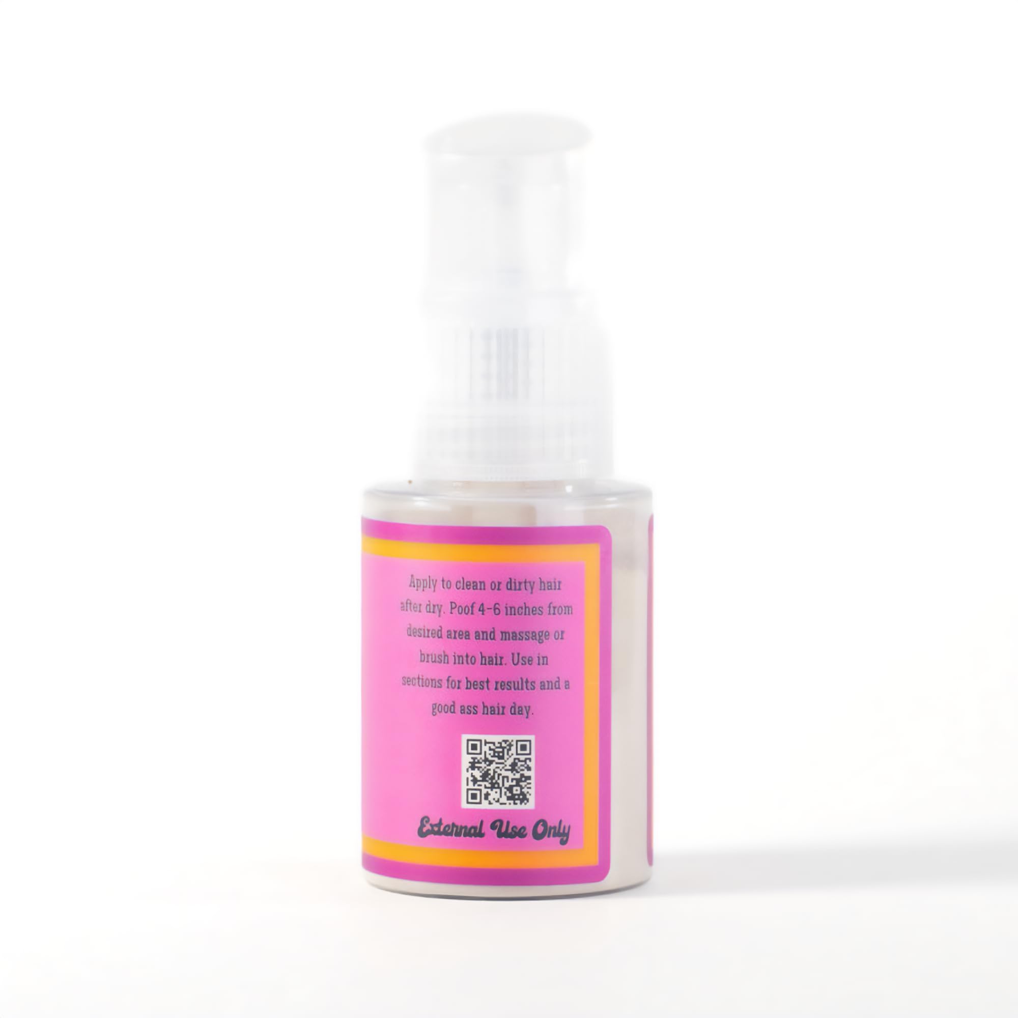 Good A- Hair Day Dry Shampoo Powder applied on dark hair for a quick refresh.