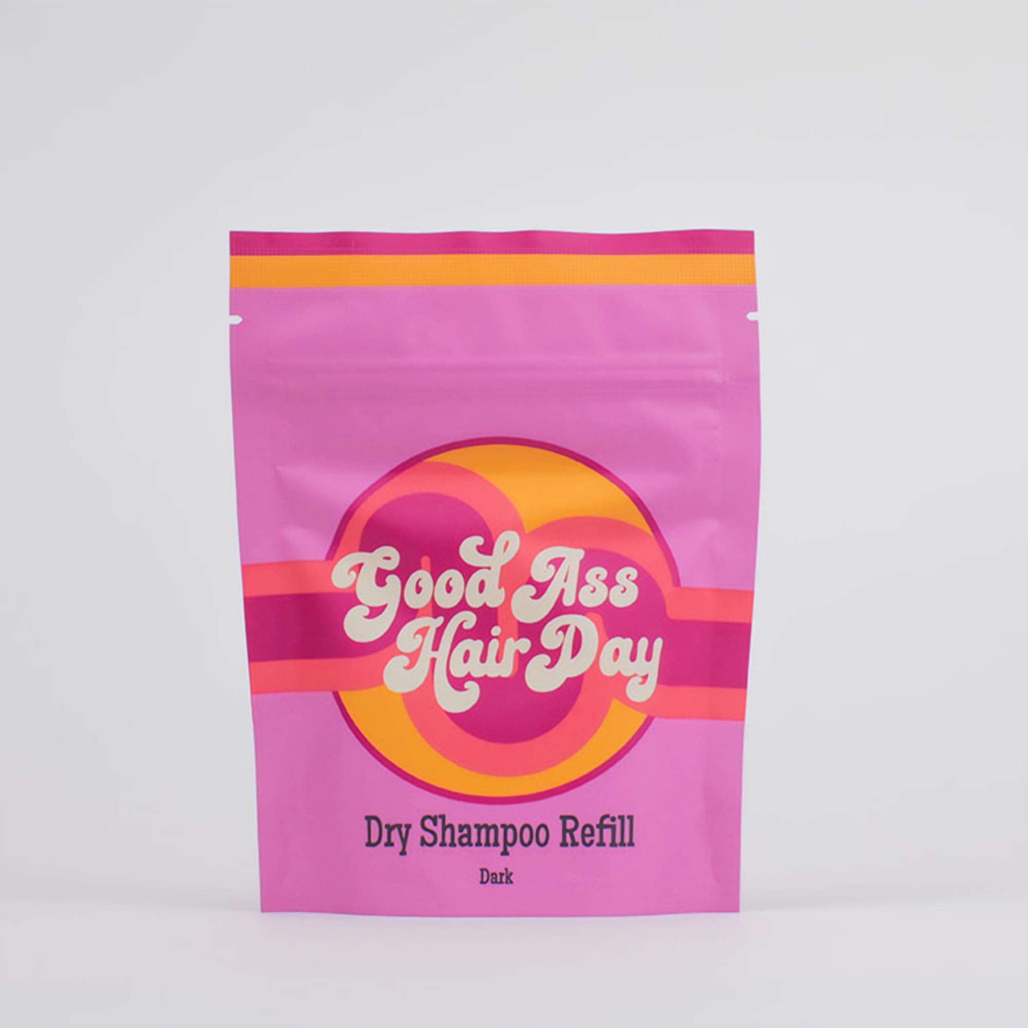 Good Ass Hair Day Dry Shampoo Refill (Dark) packaging ready for refill and travel