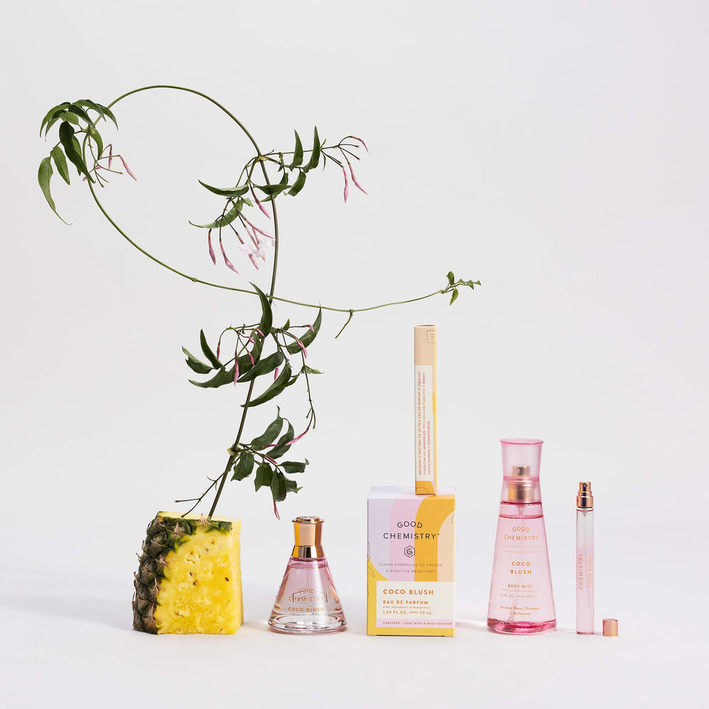 Good Chemistry Coco Blush driftwood note evokes beachy vibe outdoors