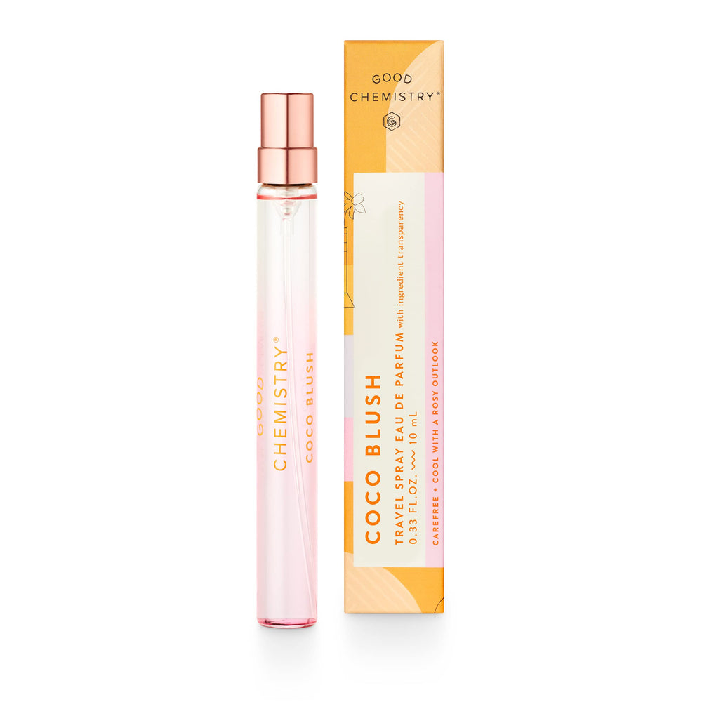 Good Chemistry Coco Blush travel spray bottle with tropical coconut water notes for on the go