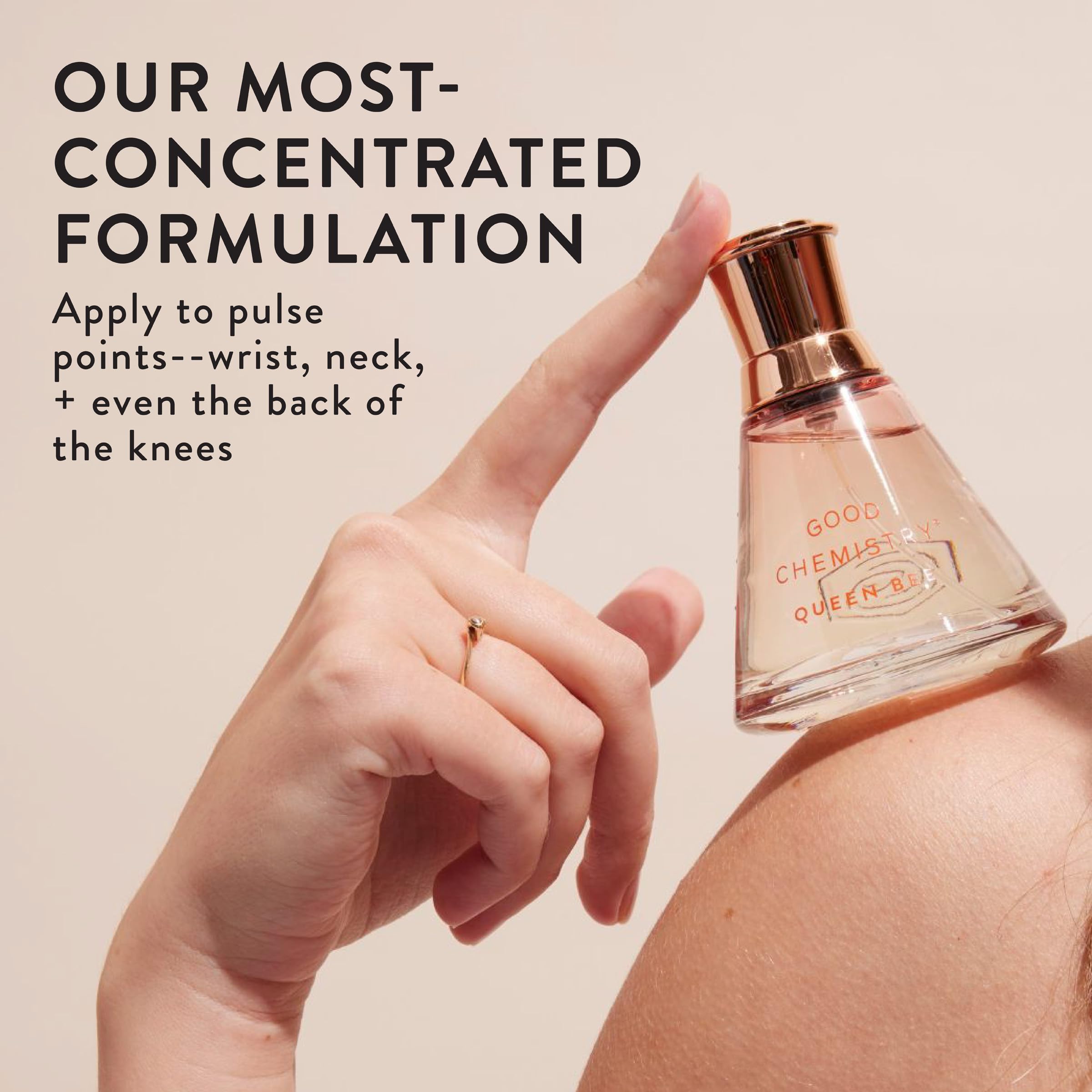 Good Chemistry Coco Blush wrist application suggests subtle daily fragrance.