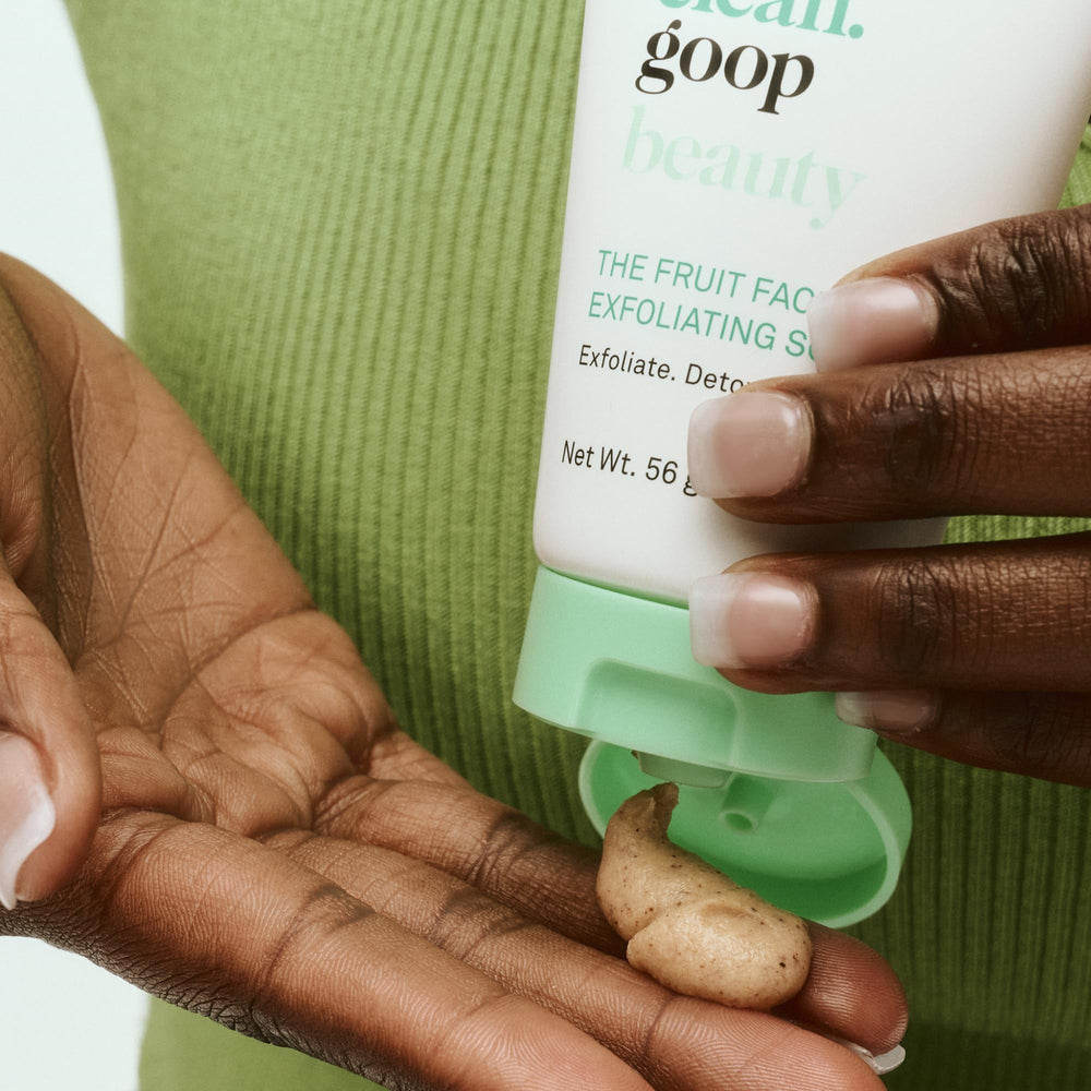 Grape seed exfoliant visible in Good Clean Goop Fruit Exfoliating Scrub
