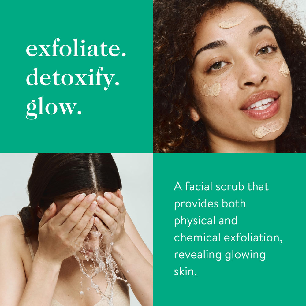 Texture closeup of Good Clean Goop Fruit Exfoliating Scrub with microgranules for refined pores