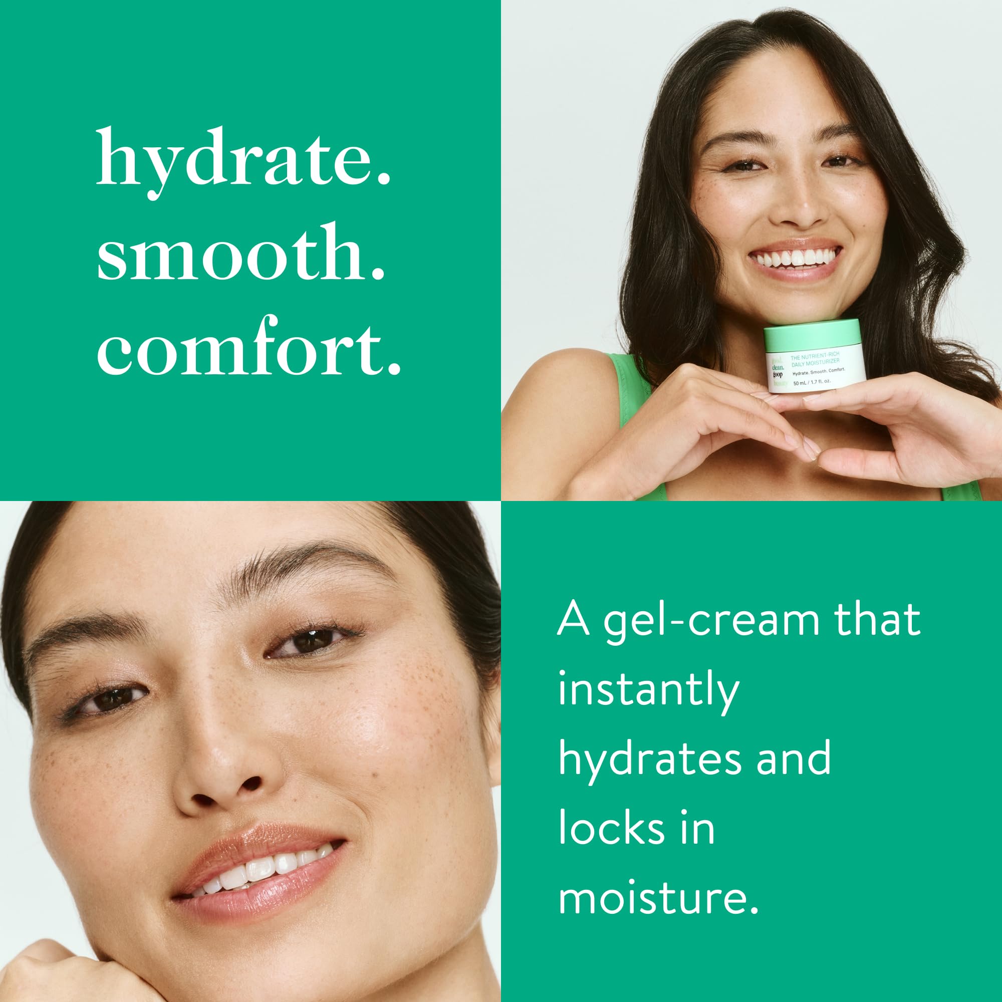 Good Clean Goop Nutrient-Rich Daily Moisturizer ingredient view highlights niacinamide and raspberry oil.