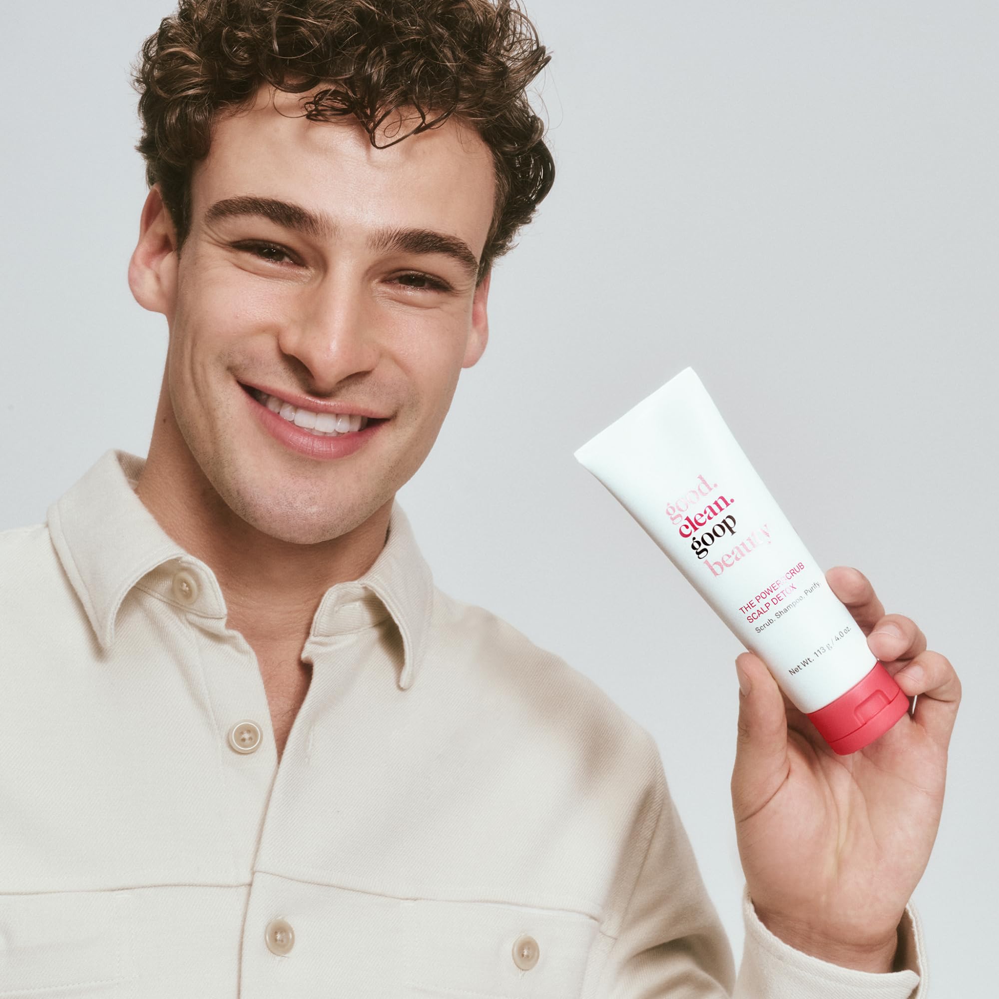 Eco-friendly vegan branding visible on Powerscrub packaging