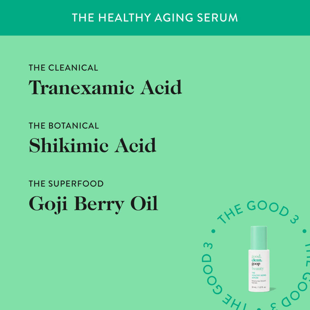 Good Clean Goop tranexamic acid application droplet suggesting brightening