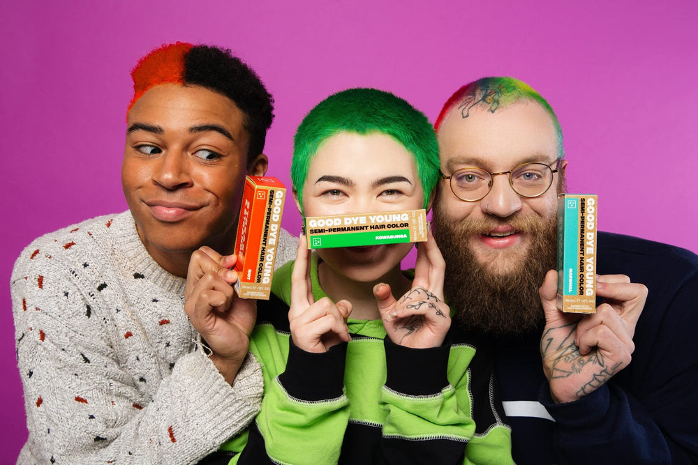 Good Dye Young brand story promotes self-expression through vibrant color.