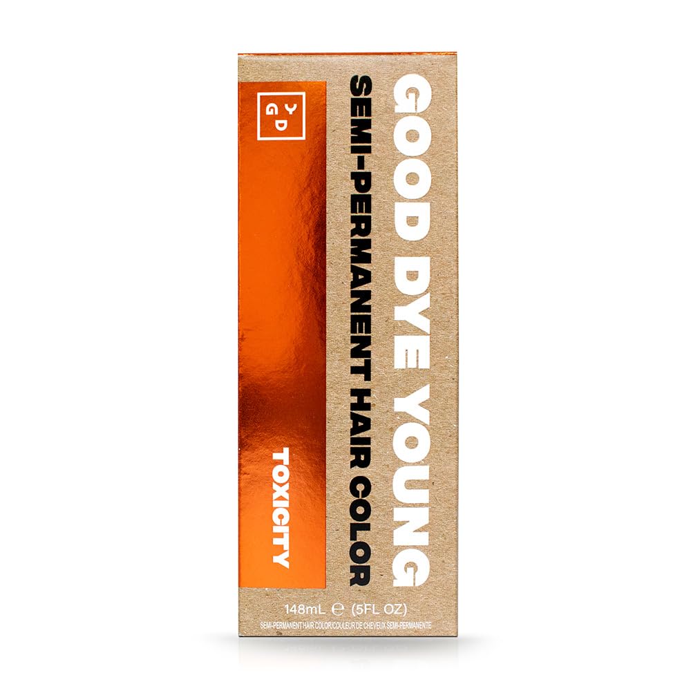 Good Dye Young Copper Orange hair dye bottle application for vibrant, conditioning color.