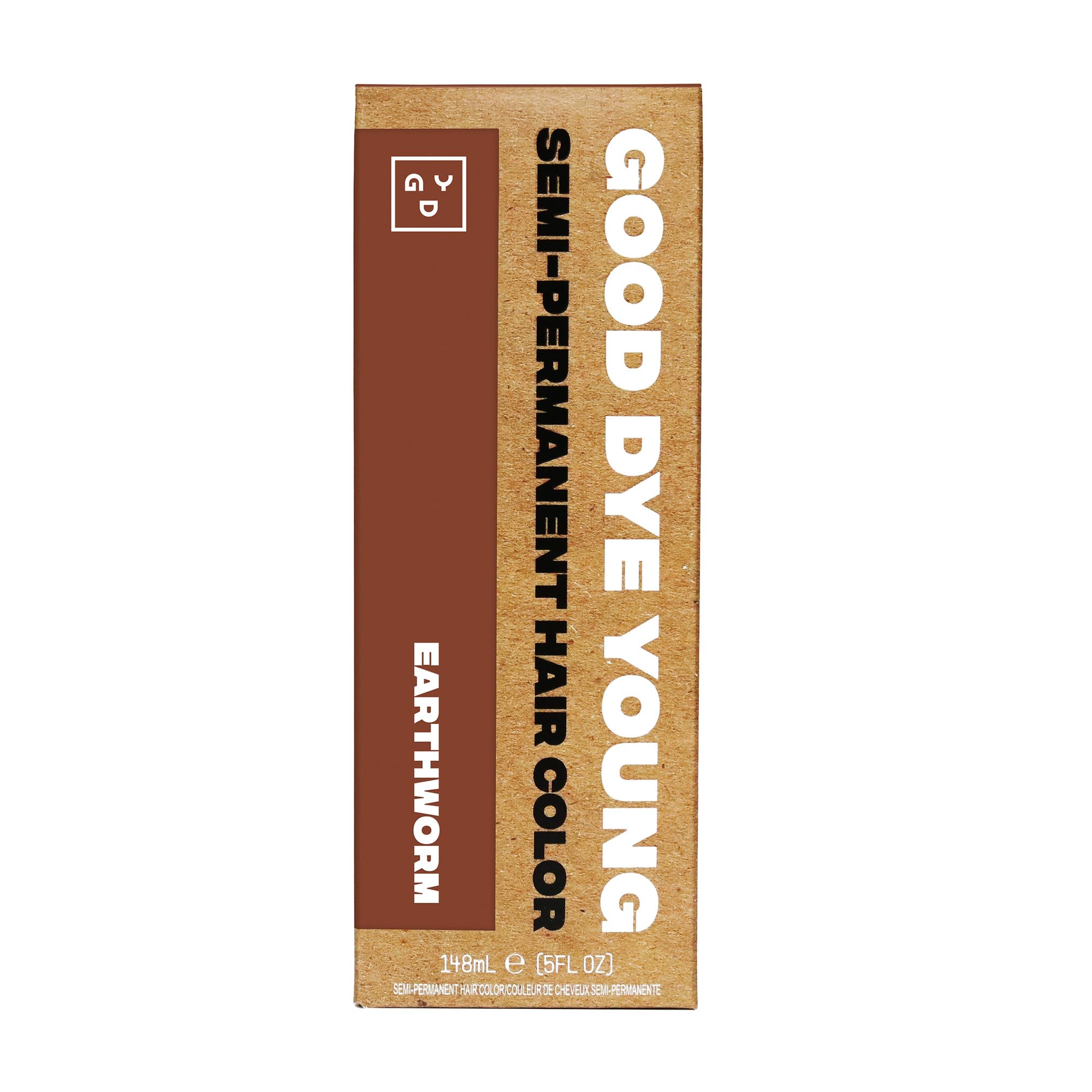 Good Dye Young Earthworm bottle front with rich auburn color preview for warm brown tones.