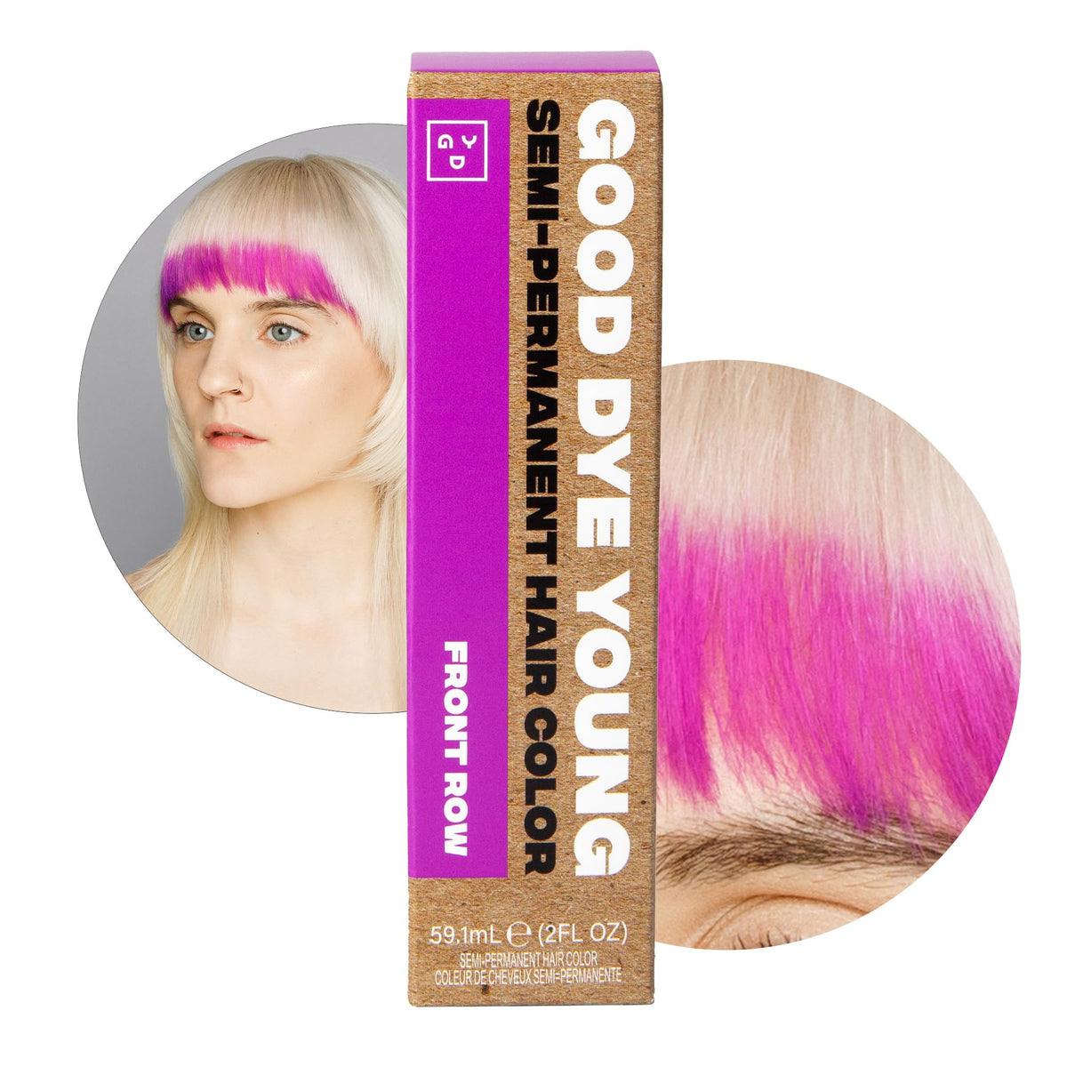 Good Dye Young Front Row Purple bottle close-up showing vibrant color