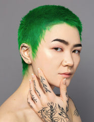 Good Dye Young Kowabunga color swatches displaying vibrant green pigment for testing
