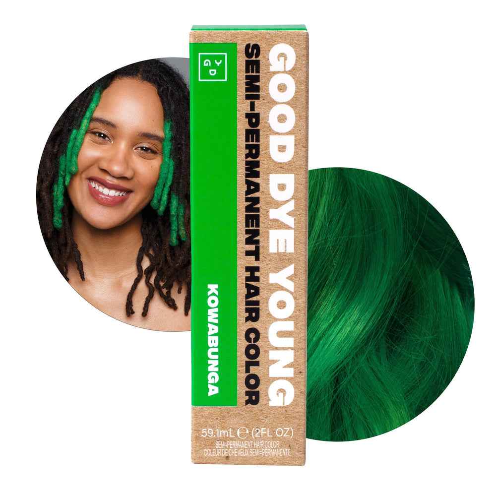 Good Dye Young Kowabunga streaks bottle showing vibrant green color for bold looks