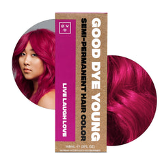 Good Dye Young magenta pink hair dye bottle delivers vibrant semi-permanent color for weeks.