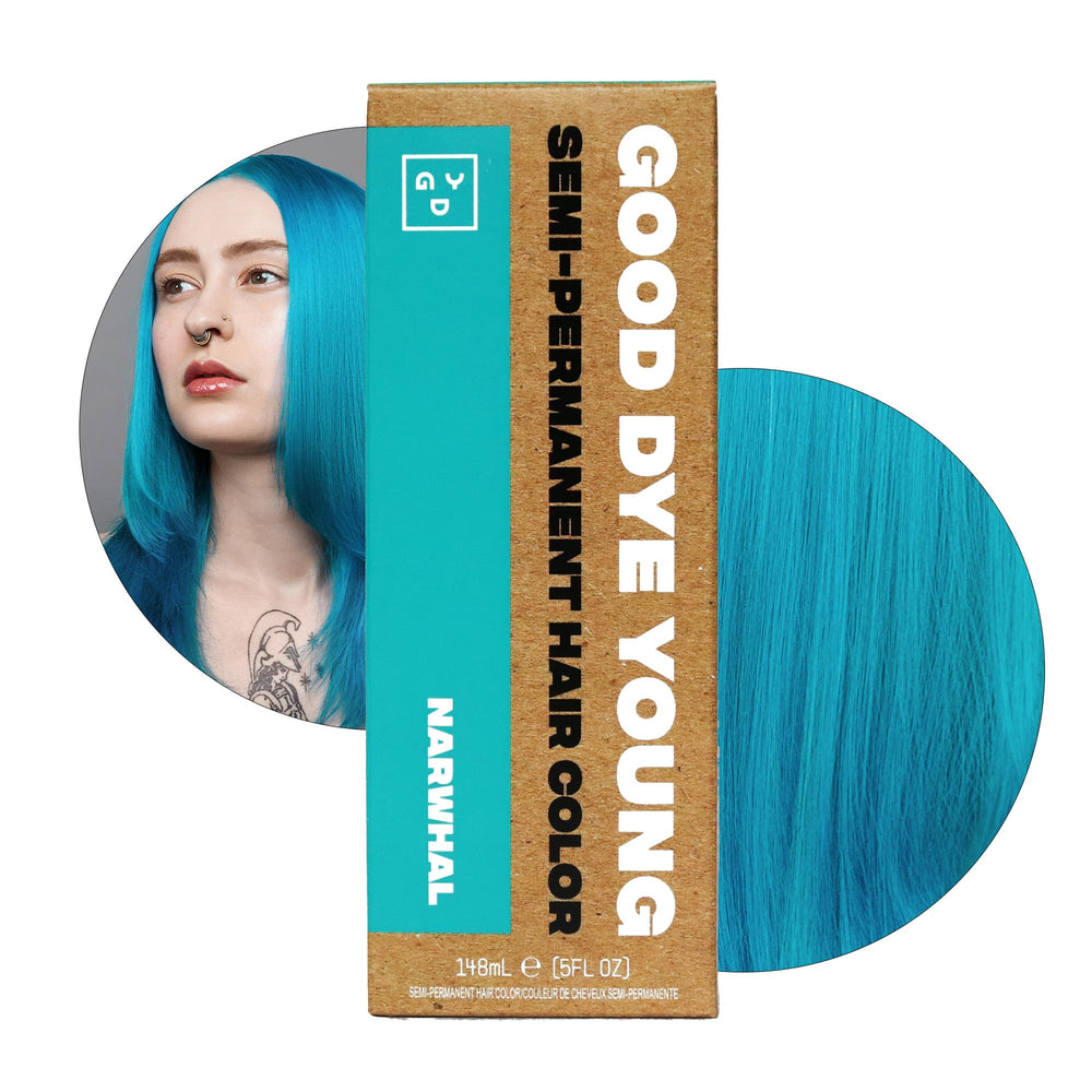 Good Dye Young Narwhal teal color deposit delivers vibrant fade-friendly color.