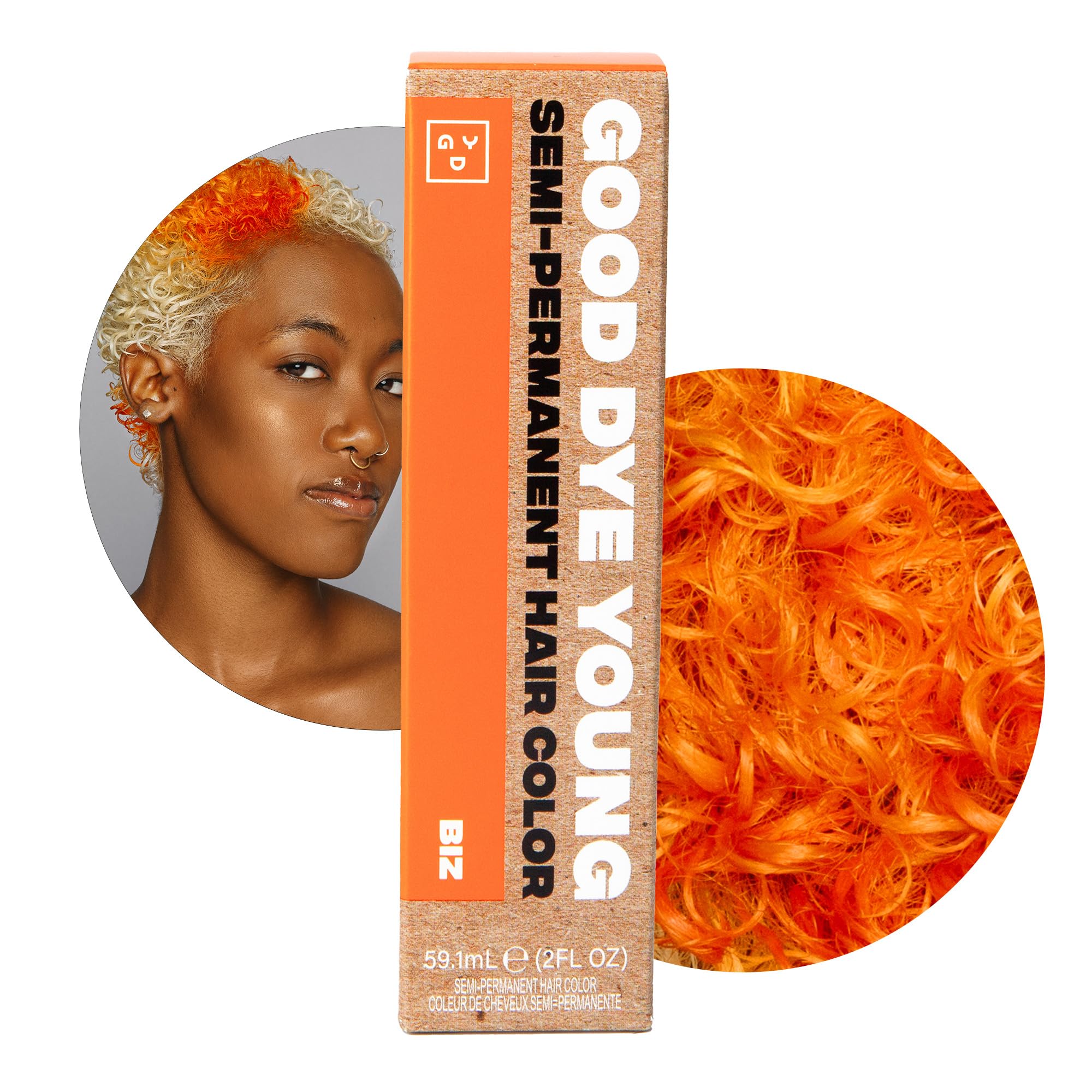 Good Dye Young Neon Orange dye bottle showing vibrant, conditioning color
