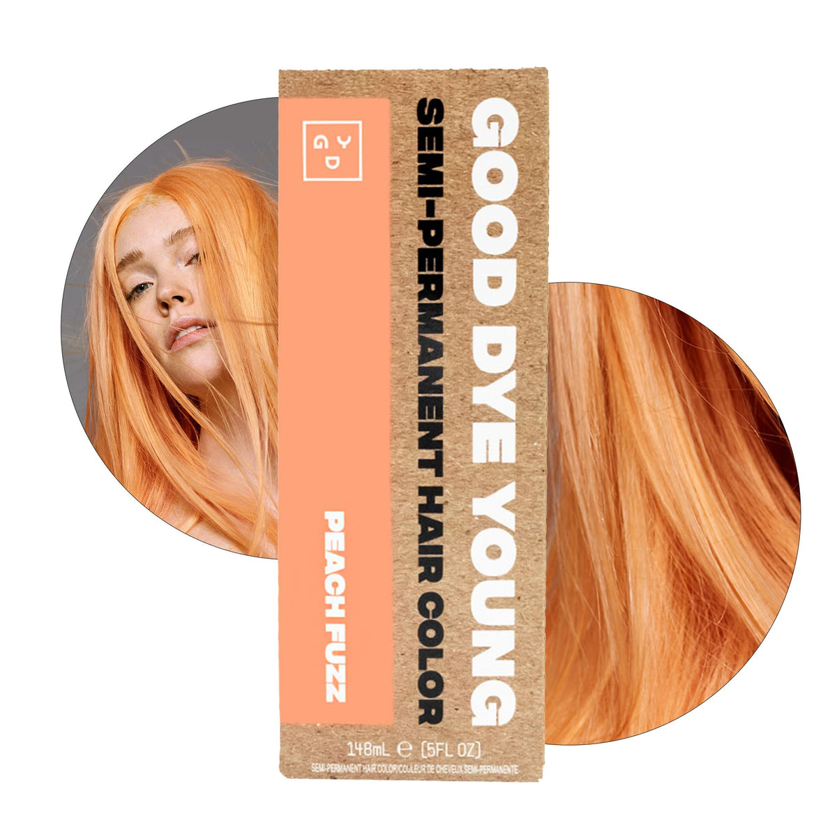 Good Dye Young Peach Fuzz bottle pour: bold, non-damaging color application