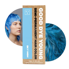 Good Dye Young Sky High blue hair dye bottle shows vibrant color for bold looks.
