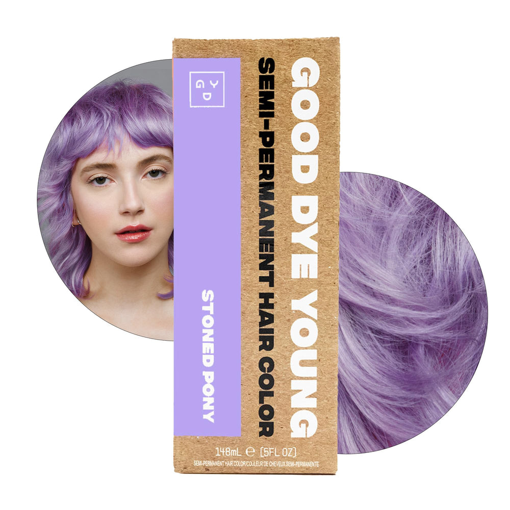 Good Dye Young Stoned Pony purple dye bottle with vivid, conditioning color.