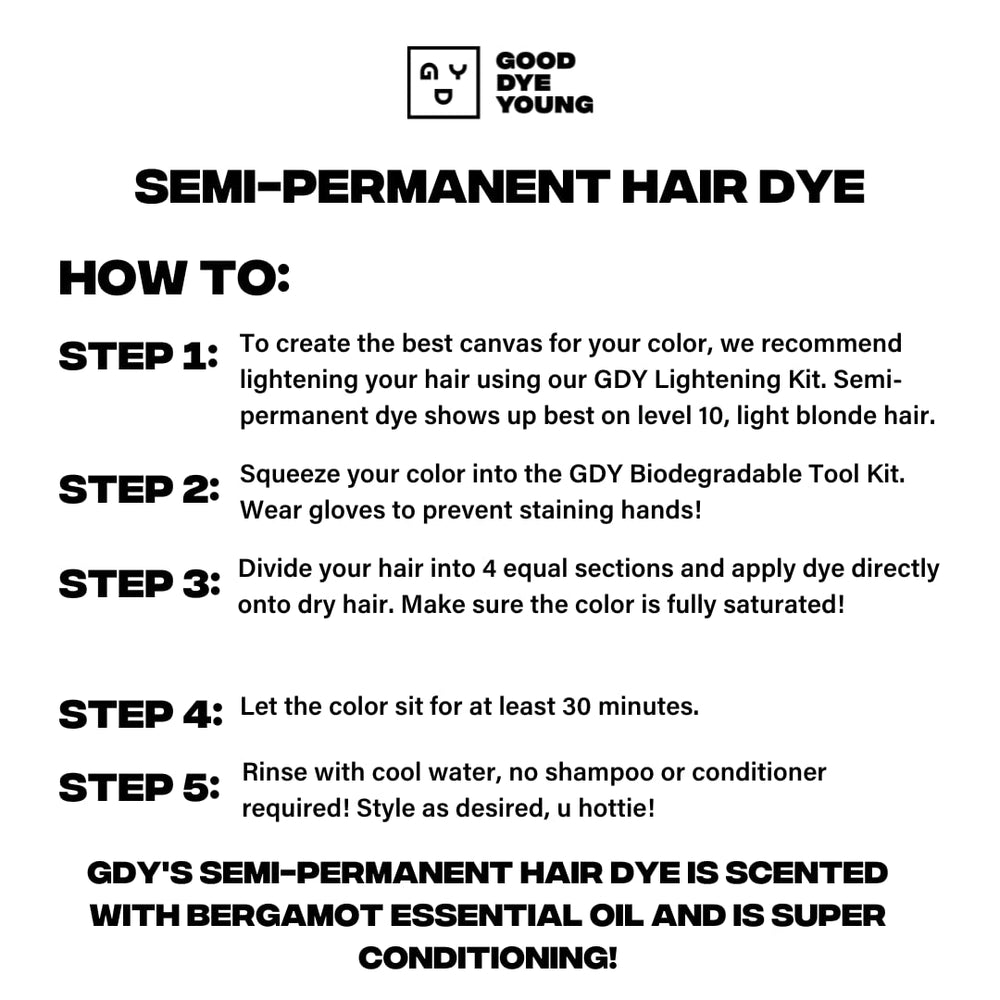 Applying Good Dye Young teal color with gloves for mess-free results.