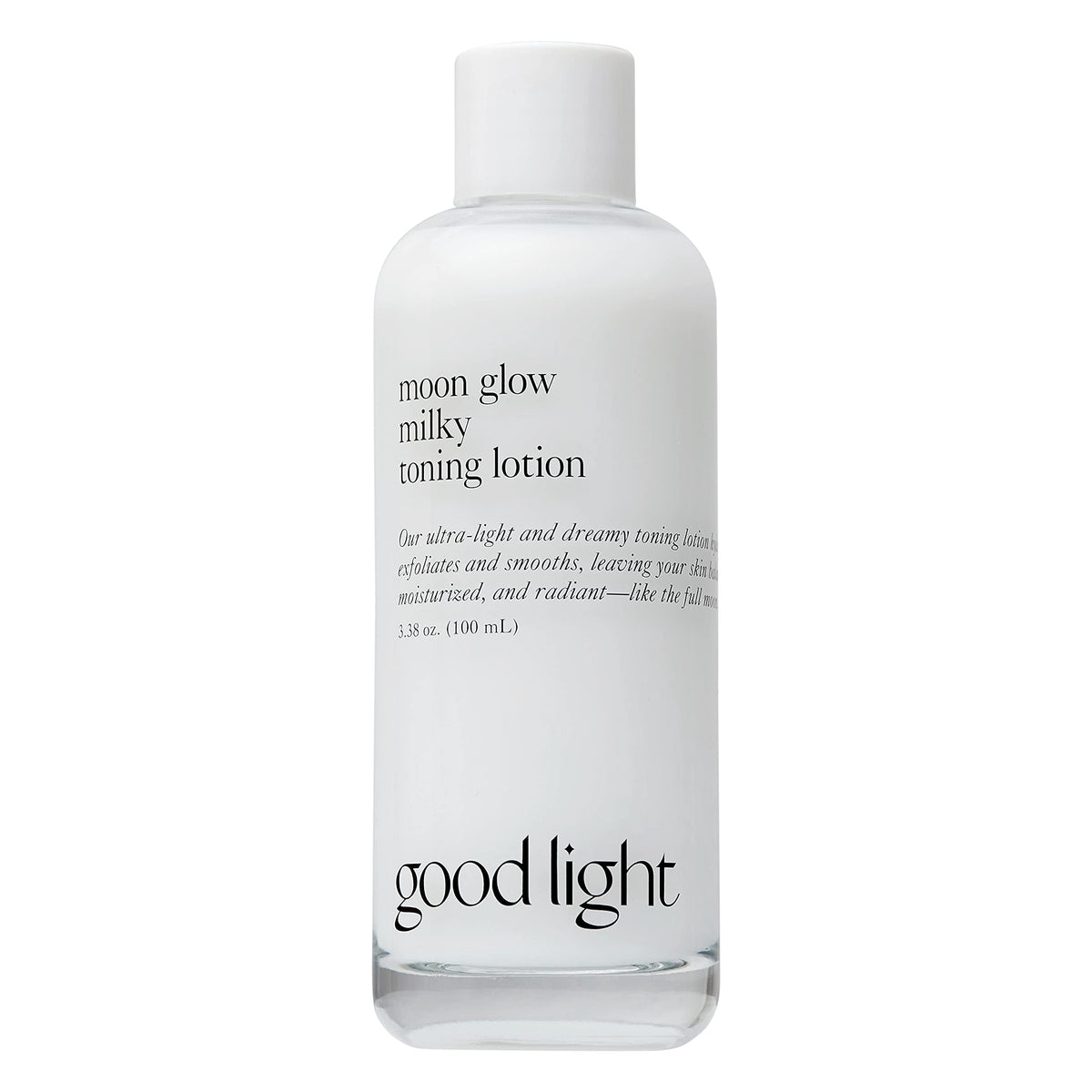 Good Light Moon Glow Milky Toner bottle close-up showing gentle hydration for radiant skin