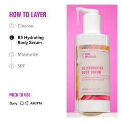 Good Molecules B5 Hydrating Body Serum key ingredients panthenol and beta-glucan for moisture