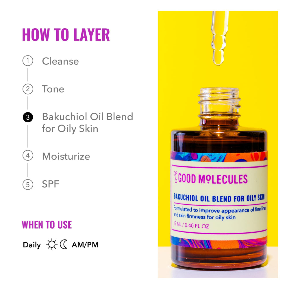 Good Molecules Bakuchiol Oil application drops encourage even skin tone.