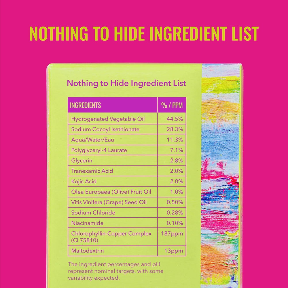Ingredients of Good Molecules Brightening Bar include niacinamide and olive oil for nourishment