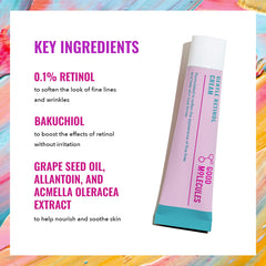 Good Molecules Gentle Retinol Cream night routine shot demonstrates easy pea-sized application.