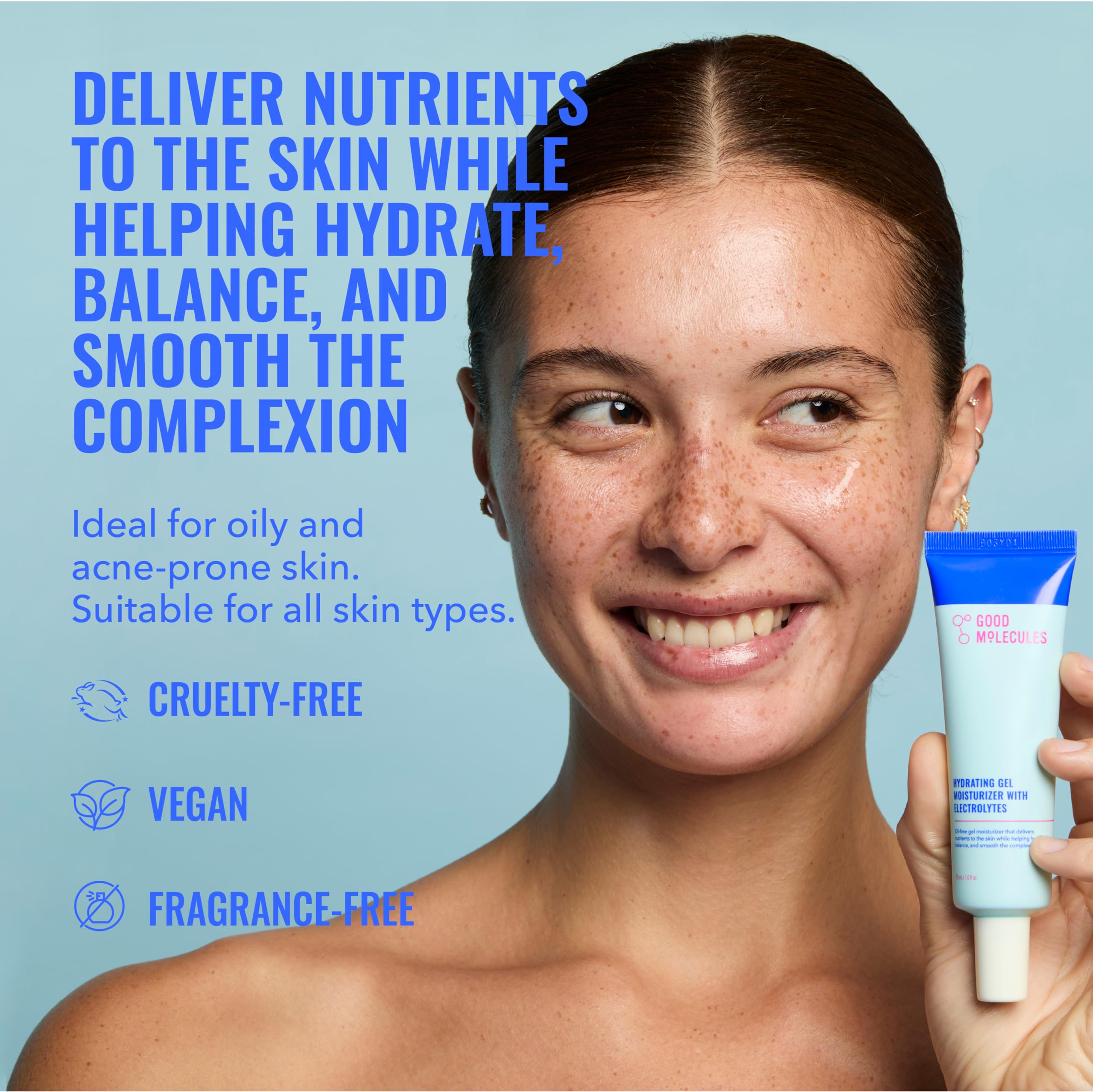 Good Molecules Hydrating Gel Moisturizer texture close-up showing a refreshing water-based feel.