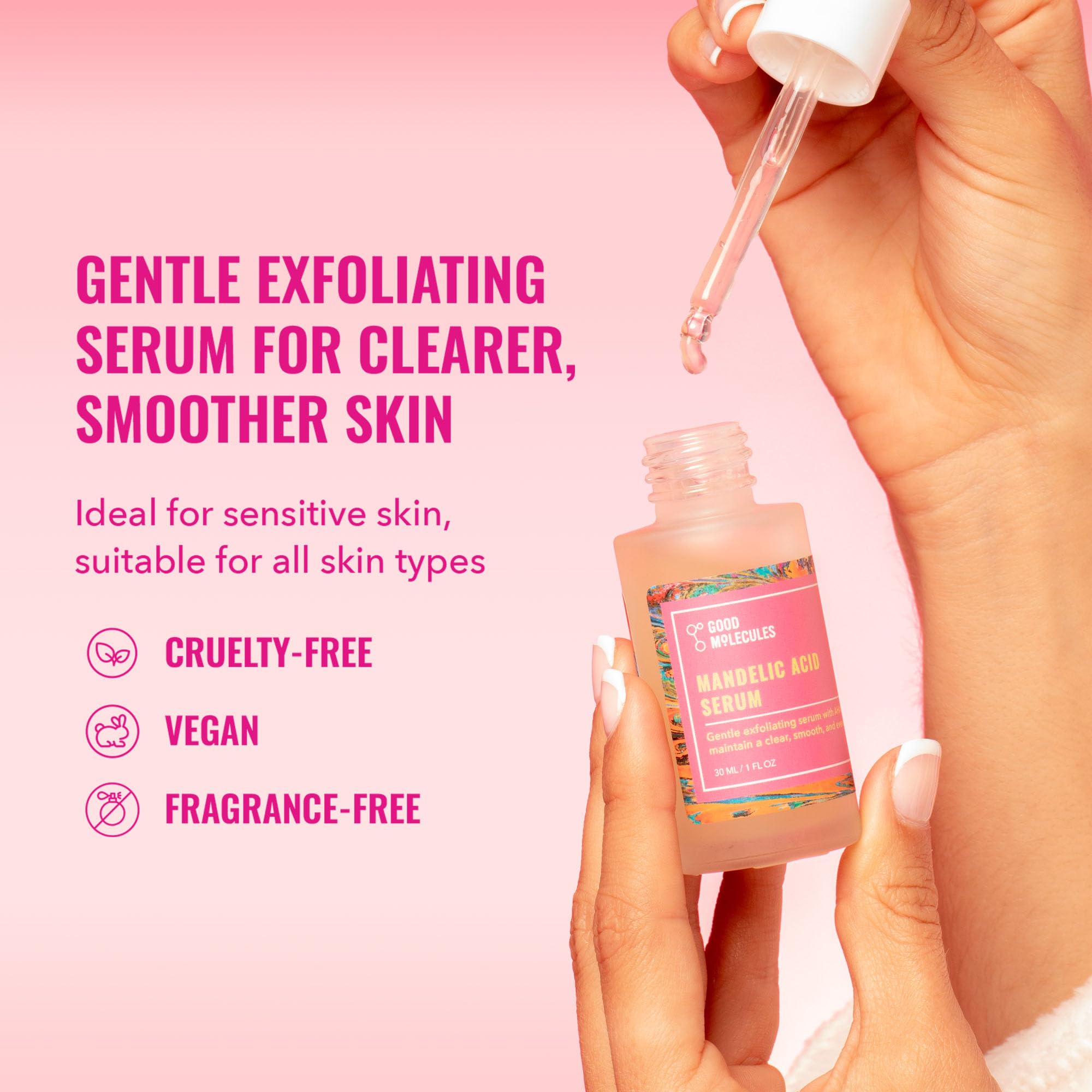 Good Molecules Mandelic Acid Serum packaging highlighting simple, clean skincare routine.