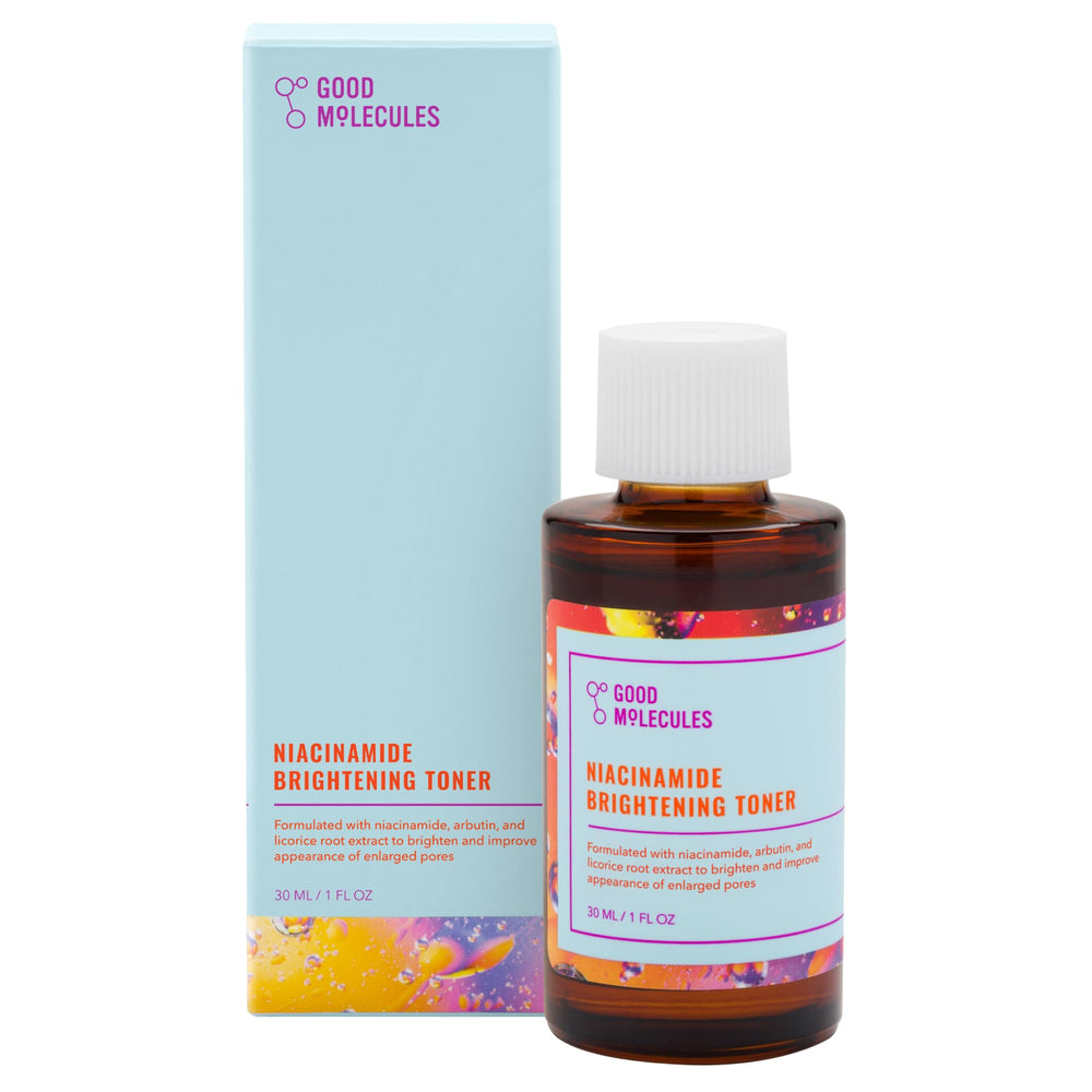 Good Molecules Niacinamide Brightening Toner bottle front for balanced skin tone and radiance.