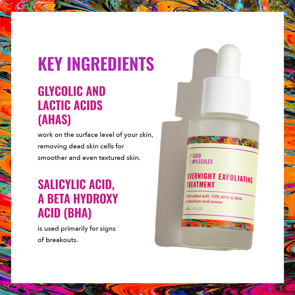 Good Molecules overnight exfoliating treatment dropper enables precise nightly application.