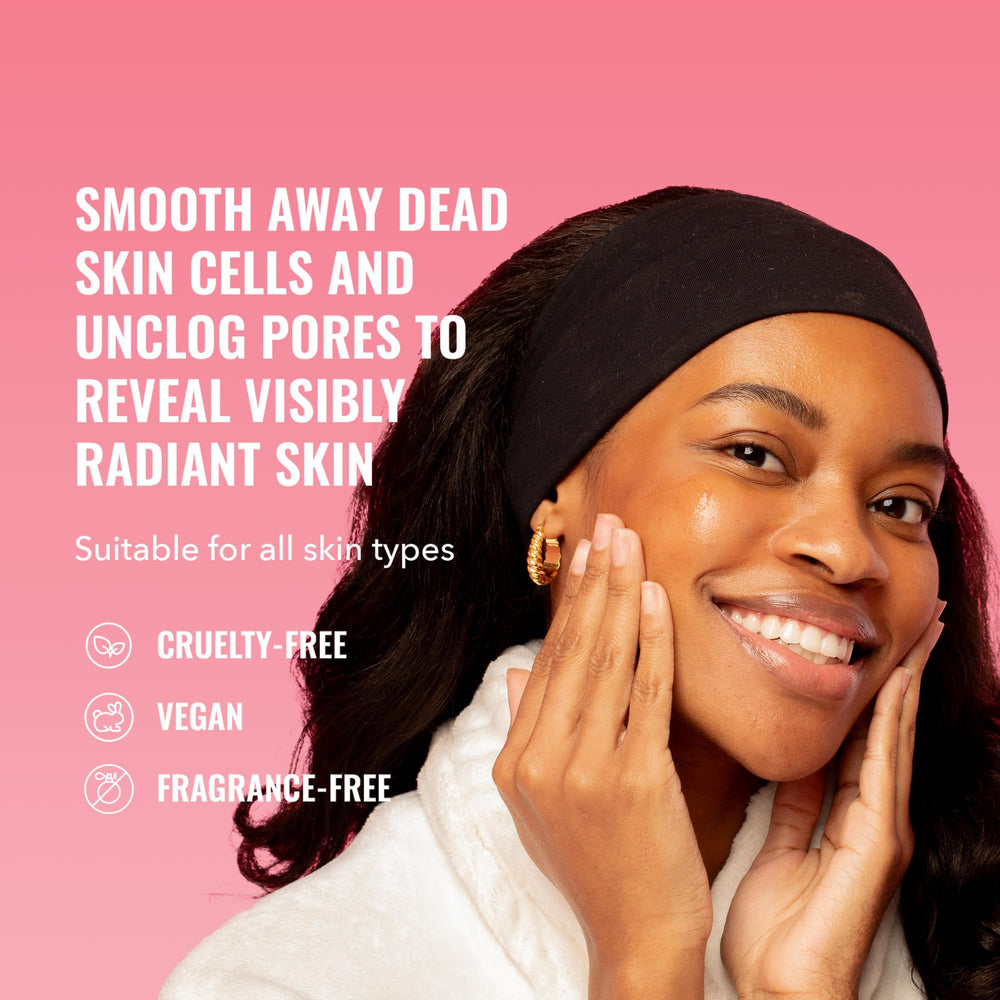 Good Molecules overnight exfoliating treatment packaging highlights vegan, fragrance-free formula.