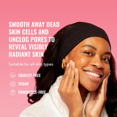 Good Molecules overnight exfoliating treatment packaging highlights vegan, fragrance-free formula.