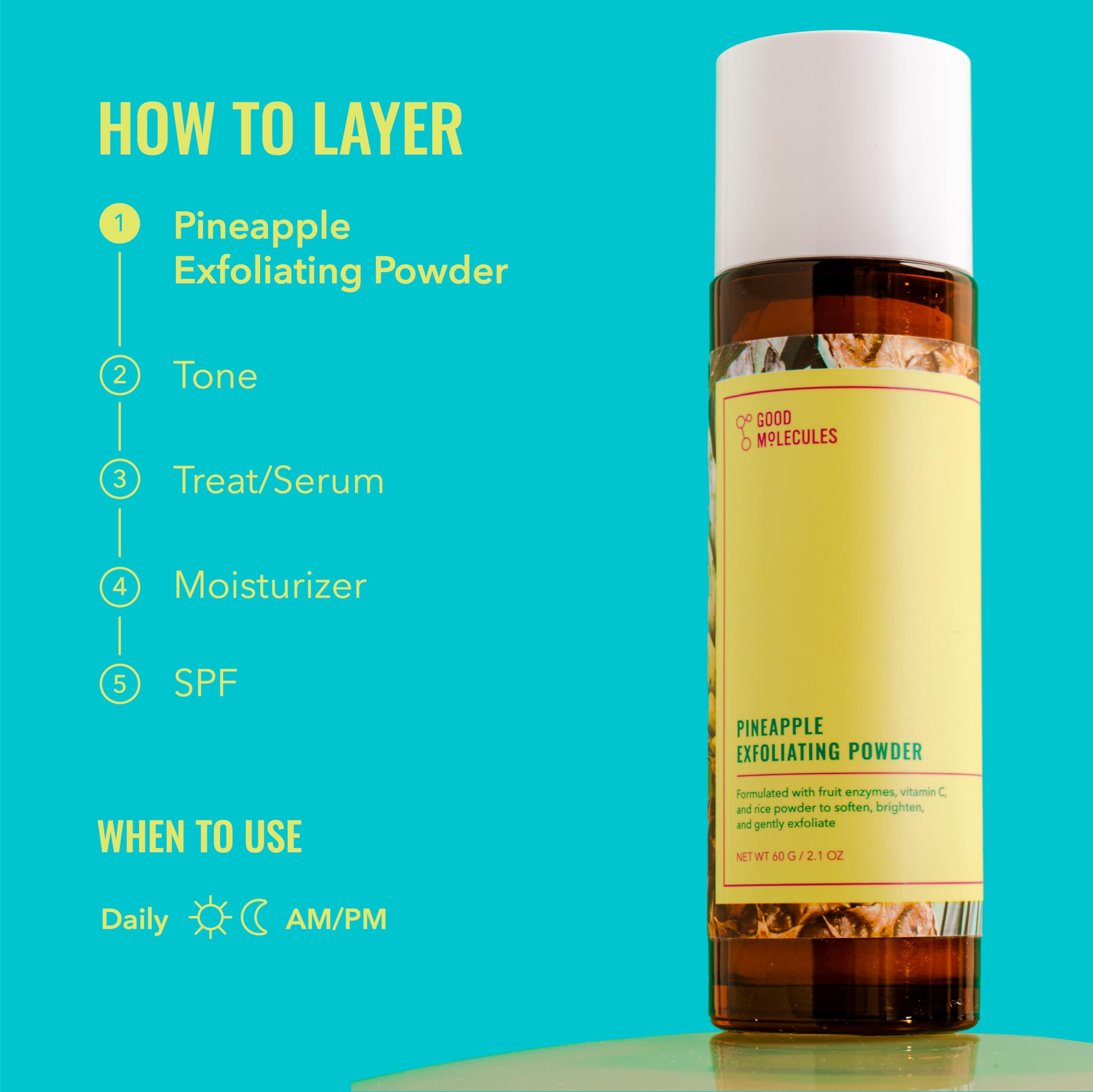 Foaming action shows powder transforming with water into creamy lather.