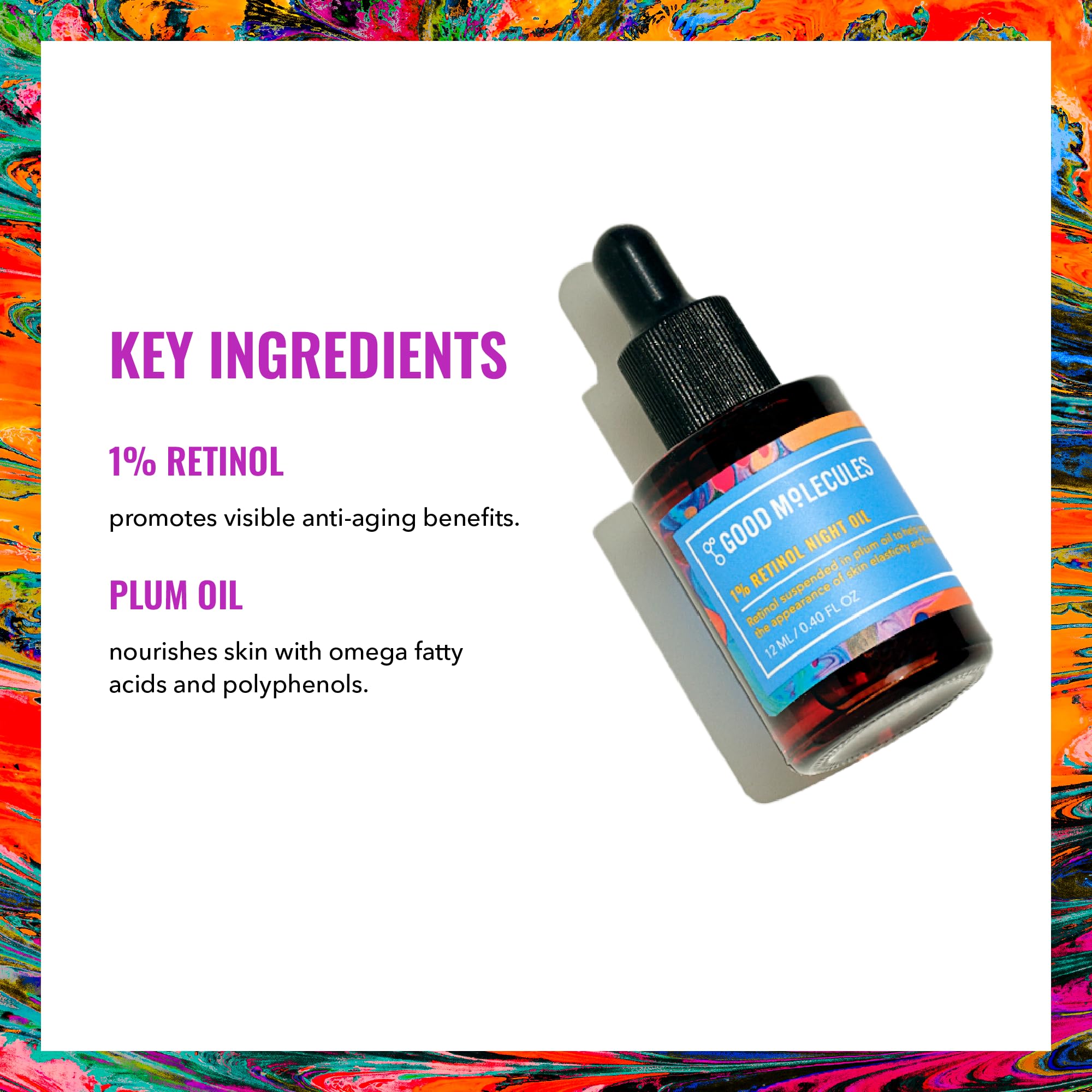 Good Molecules rosehip and plum oil close-up for nourishment.