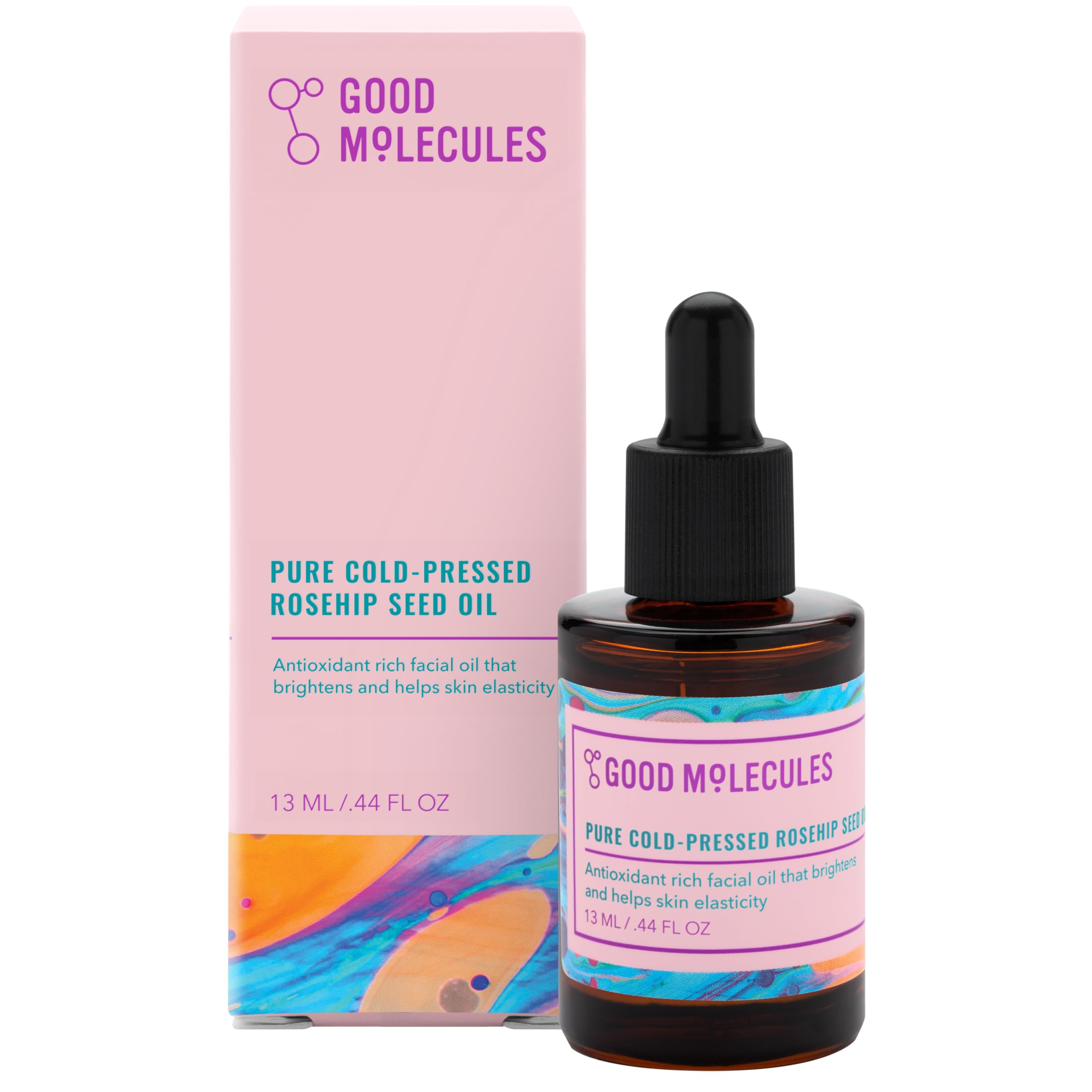 Good Molecules Rosehip Seed Oil bottle pour for lightweight hydration.