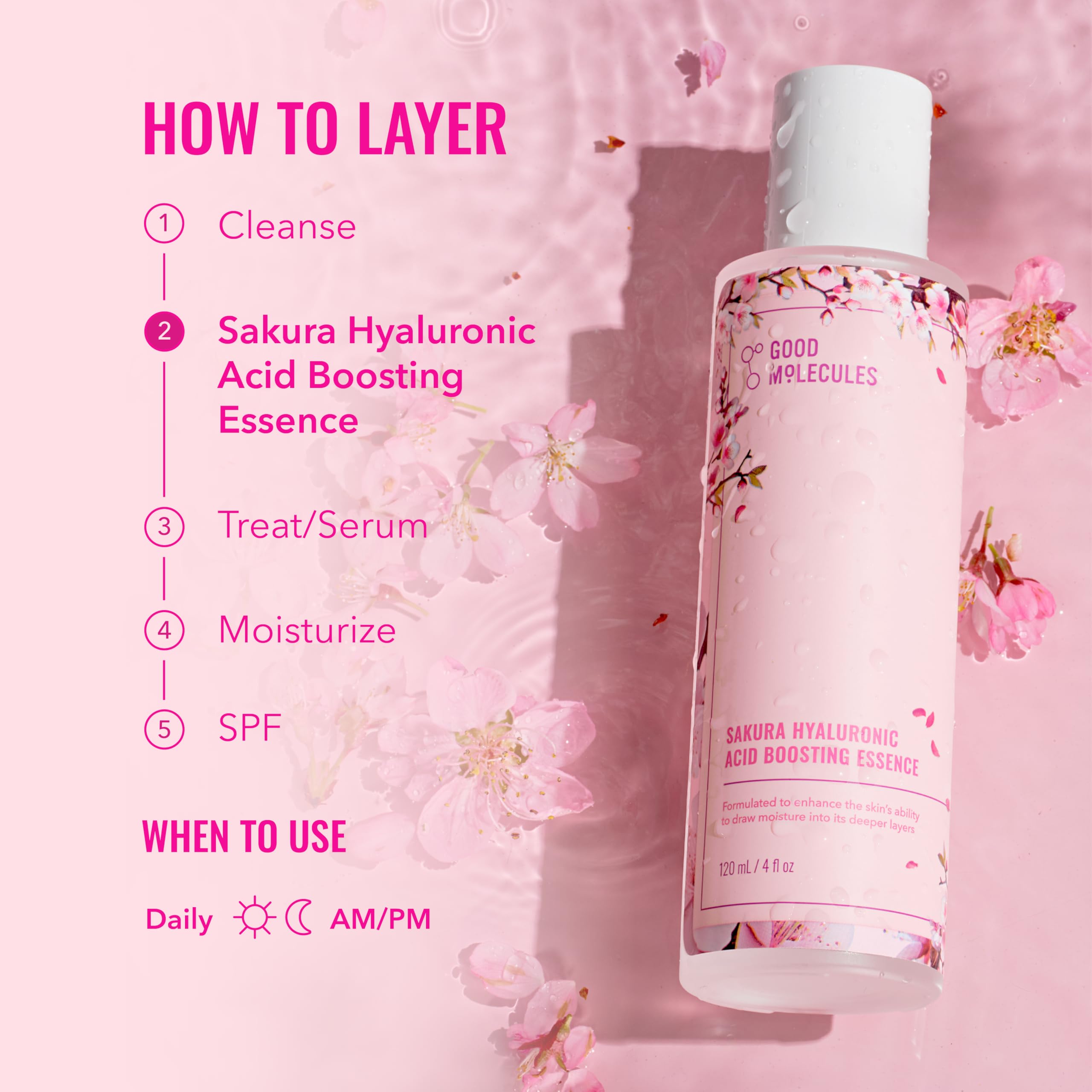 Good Molecules fermented sakura and sake lees ingredients highlight antioxidant support.