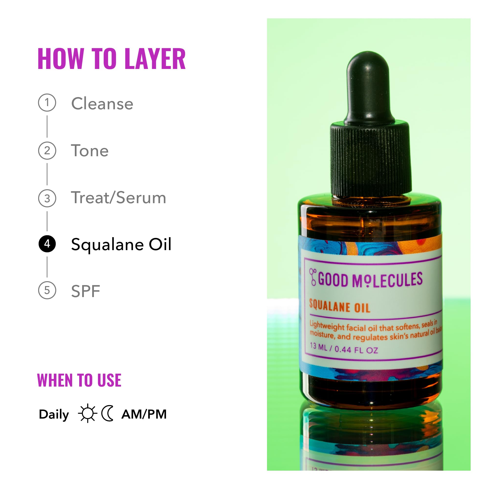 Close-up of olive-derived texture from Good Molecules Squalane Oil bottle.