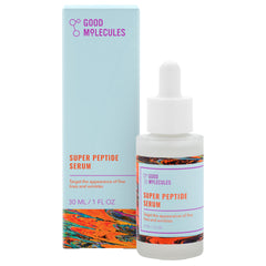 Good Molecules Super Peptide Serum bottle close-up for firmer, hydrated skin