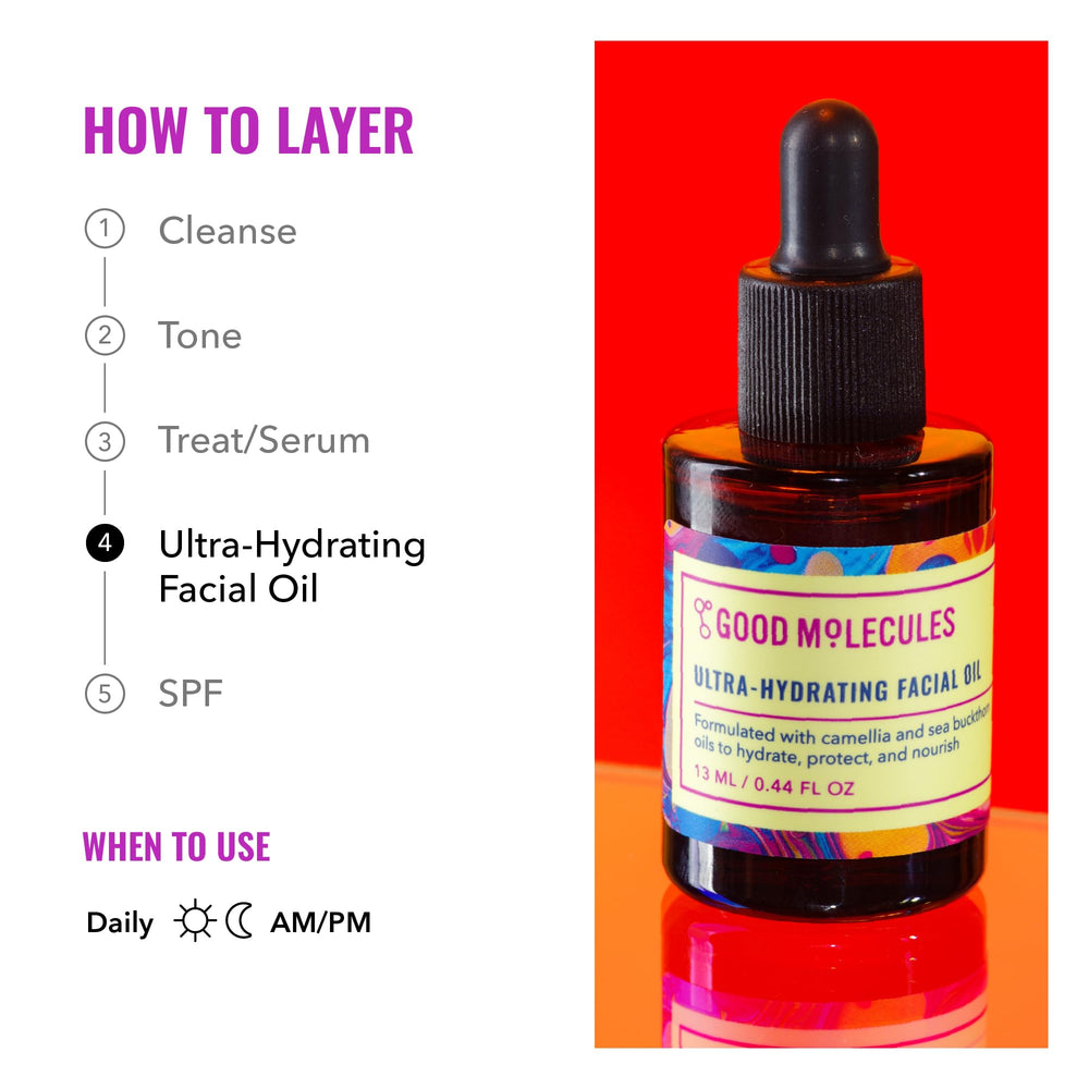 Evening skincare routine with Good Molecules Ultra-Hydrating Facial Oil