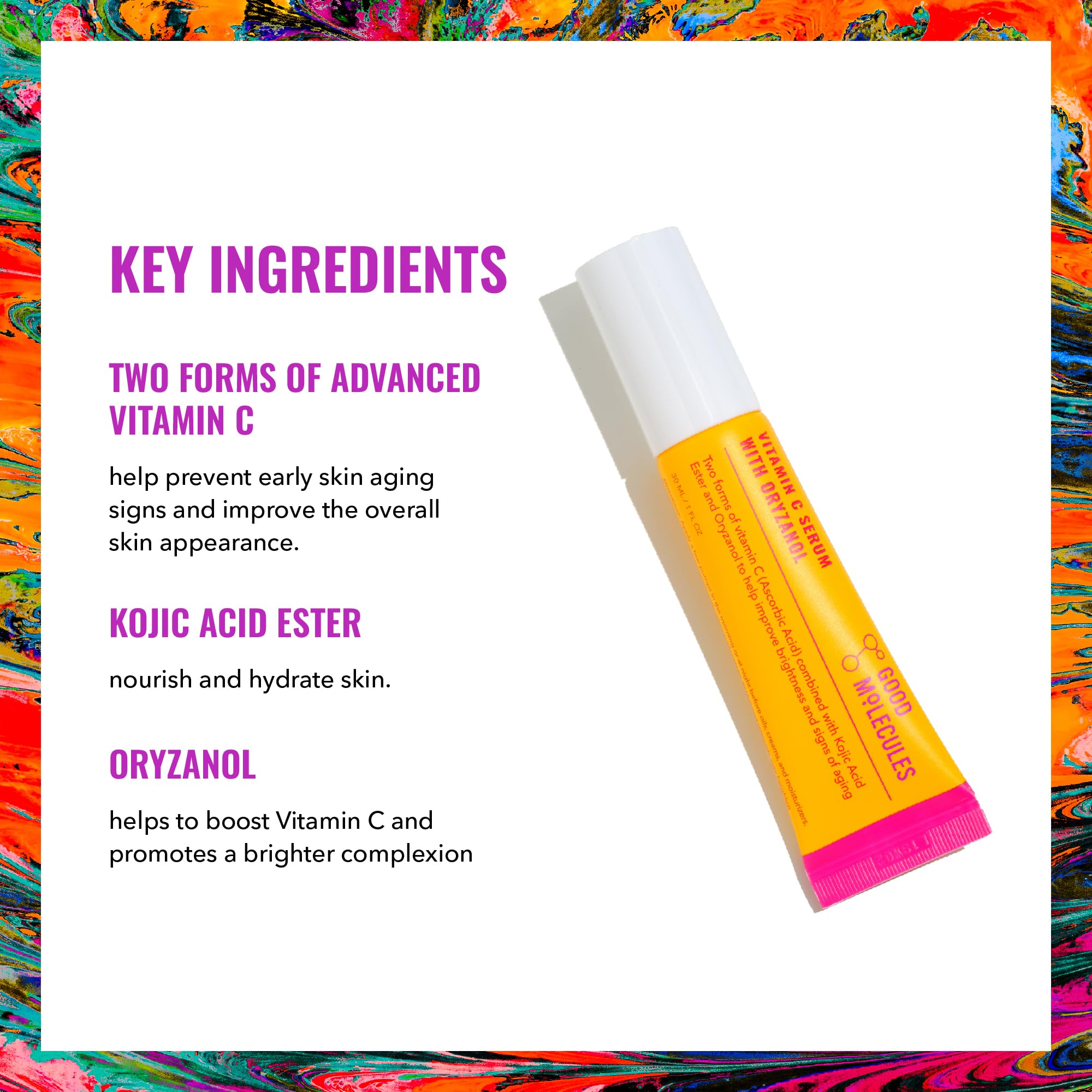 Good Molecules Vitamin C Serum application close-up showing lightweight texture for brightening.