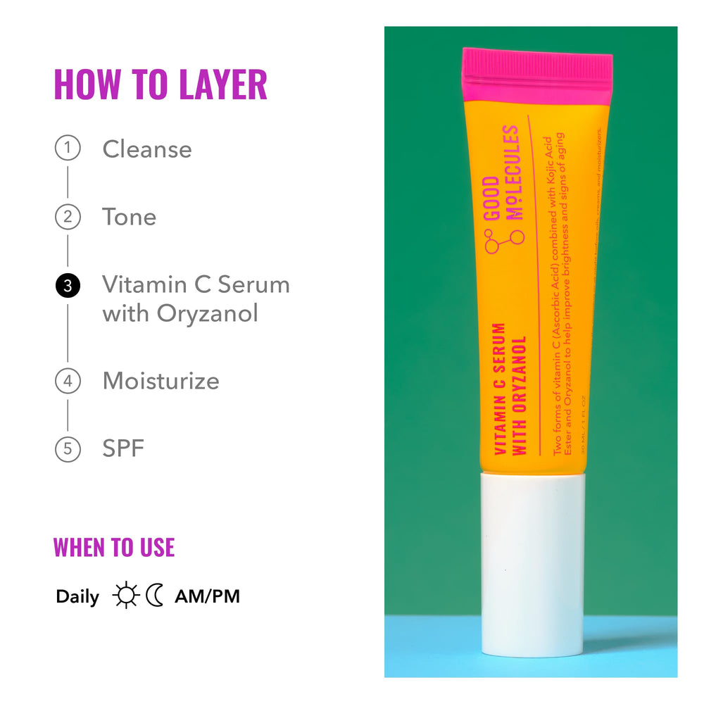 Good Molecules Vitamin C Serum on skin reveals subtle glow and even texture.