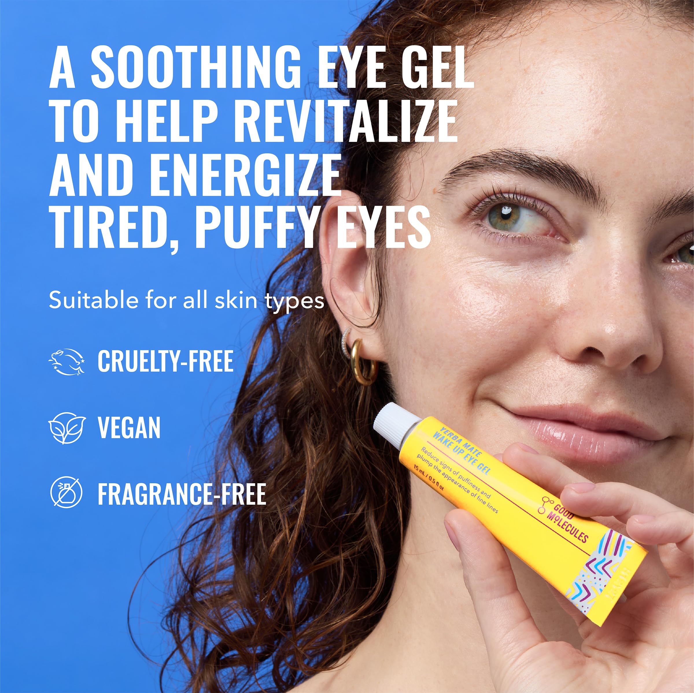 Good Molecules Yerba Mate Wake Up Eye Gel closeup shows a cooling texture for the eye contour.