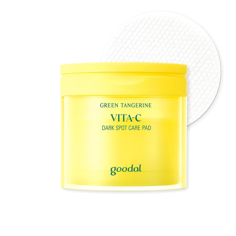 GOODAL Green Tangerine Vita C Toner Pads in a yellow pot, hydrating daily use.