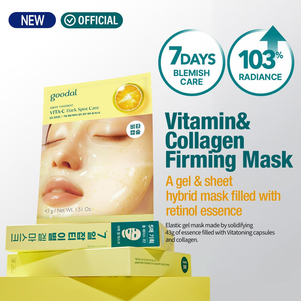 GOODAL Green Tangerine Vita C Gel Mask applied for smooth, radiant skin.