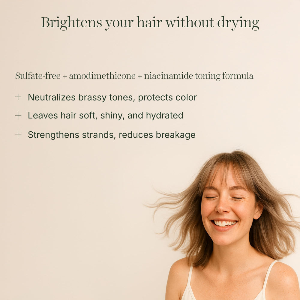 GOOD&ALL Purple Shampoo unscented formula gentle on sensitive scalps.